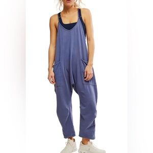 Free People Hot Shot Onesie Blue Indigo  romper jumpsuit NEW Large pull on